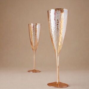 NEW Set of 2 Zaza Lustered Flute Glasses - Honey